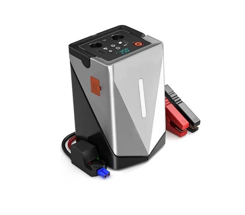 🚘 Smart Car Jump Starter with Built-in Air Compressor & LED Light 💡